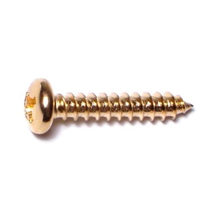 Midwest Fastener Sheet Metal Screw, #6 x 3/4 in, Brass Plated Steel Pan Head Phillips Drive, 50 PK 64142